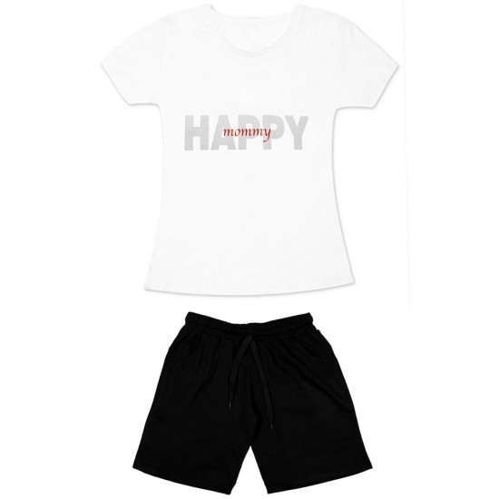 Γυναικειο Σετ Κοντομανικο Με Βερμουδα Happy Mommy