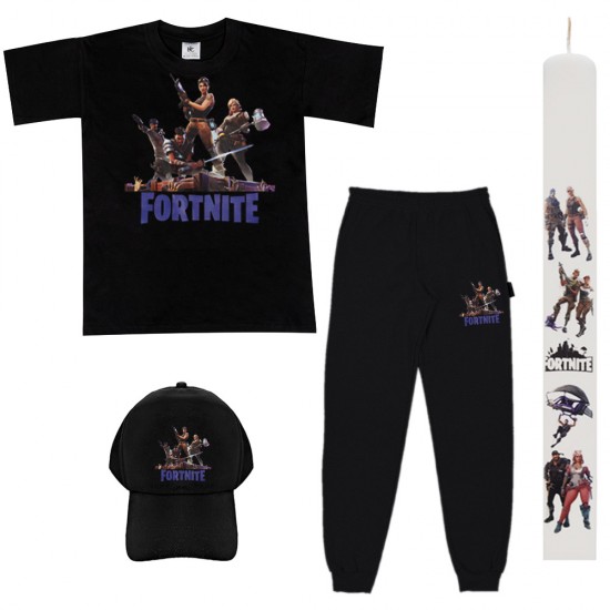 Παιδικό Σετ Κοντομανικο-Φορμα Με Καπελο Fortnite + Λαμπάδα