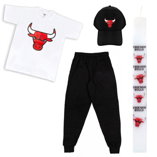 Παιδικό Σετ Κοντομανικο-Φορμα Με Καπελο Chicago Bulls + Λαμπάδα Παιδικό Σετ Κοντομανικο-Φορμα Με Καπελο Chicago Bulls + Λαμπάδα