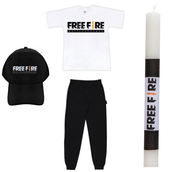 Παιδικό Σετ Κοντομανικο-Φορμα Με Καπελο Free Fire + Λαμπάδα