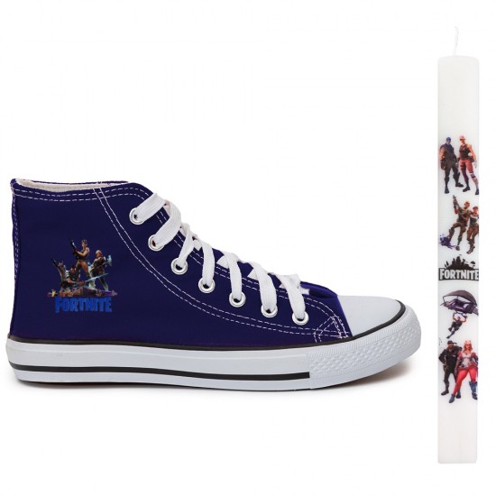 Παιδικα Αθλητικα Μποτακια Sneakers Fortnite + Λαμπαδα