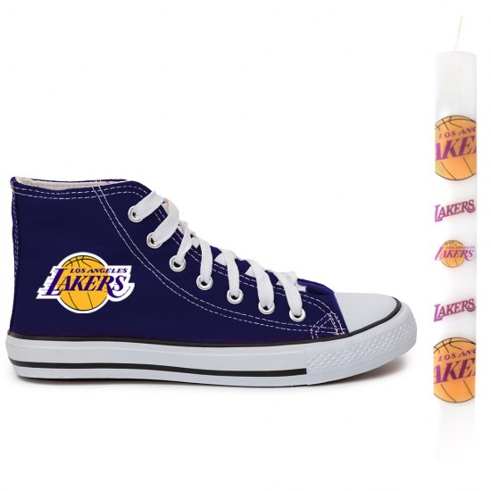 Παιδικα Αθλητικα Μποτακια Sneakers Lakers + Λαμπαδα