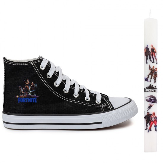 Παιδικα Αθλητικα Μποτακια Sneakers Fortnite + Λαμπαδα