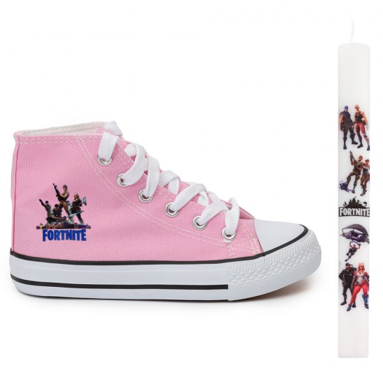 Παιδικα Αθλητικα Μποτακια Sneakers Fortnite + Λαμπαδα
