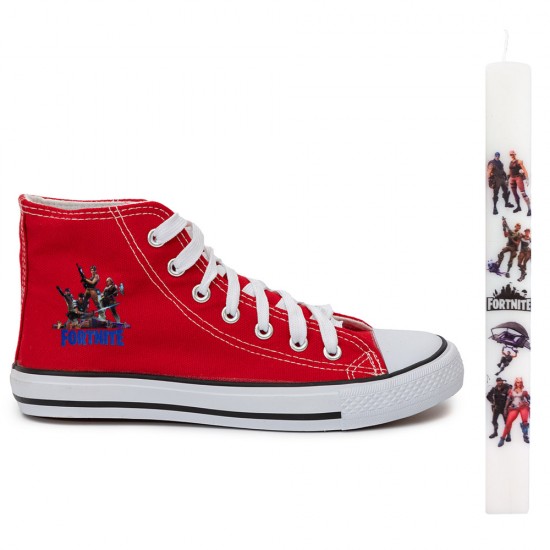 Παιδικα Αθλητικα Μποτακια Sneakers Fortnite + Λαμπαδα