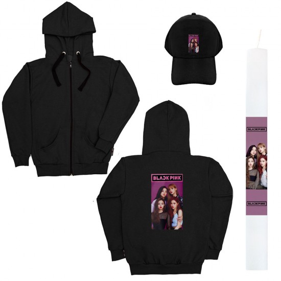 Παιδικό Σετ Ζακετα Με Καπελο Black Pink + Λαμπάδα
