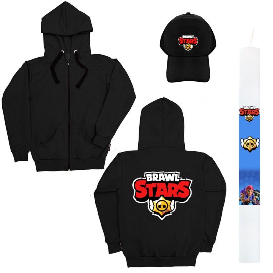 Παιδικό Σετ Ζακετα Με Καπελο Brawl Stars + Λαμπάδα