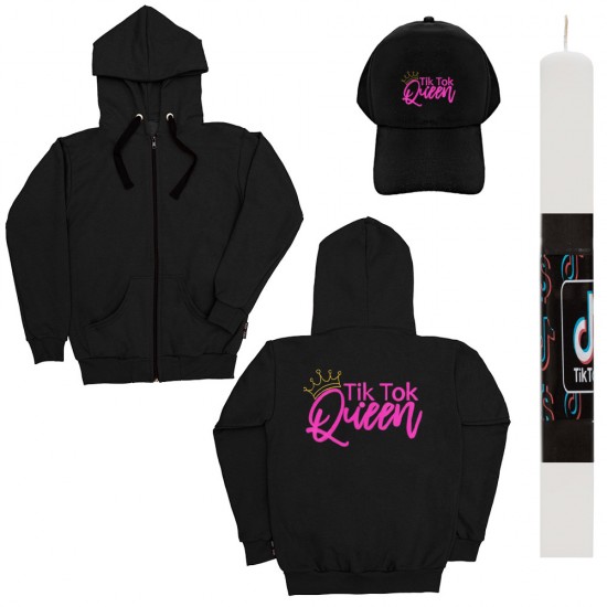 Παιδικό Σετ Ζακετα Με Καπελο Queen + Λαμπάδα