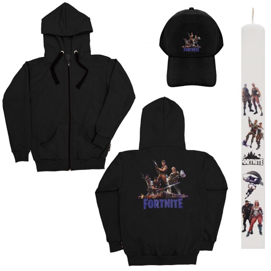 Παιδικό Σετ Ζακετα Με Καπελο Fortnite + Λαμπάδα