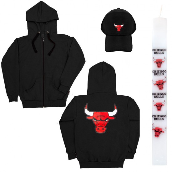 Παιδικό Σετ Ζακετα Με Καπελο Chicago Bulls + Λαμπάδα