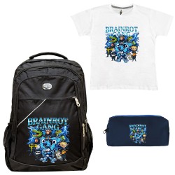 Παιδικό Σχολικό Σετ Τσάντα-Κασετίνα + Δώρο T-shirt Six Seven Brainrot Παιδικό Σχολικό Σετ Τσάντα-Κασετίνα + Δώρο T-shirt Six Seven Brainrot