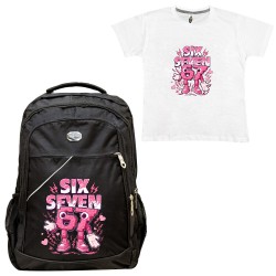 Παιδικη Σχολικη Τσαντα Six Seven Pink + Δωρο T-shirt Παιδικη Σχολικη Τσαντα Six Seven Pink + Δωρο T-shirt