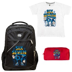 Παιδικό Σχολικό Σετ Τσάντα-Κασετίνα + Δώρο T-shirt Six Seven