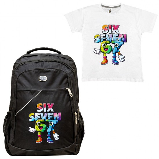 Παιδικη Σχολικη Τσαντα Six Seven + Δωρο T-shirt Παιδικη Σχολικη Τσαντα Six Seven + Δωρο T-shirt