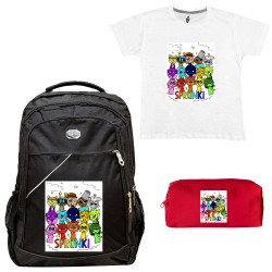Παιδικό Σχολικό Σετ Τσάντα-Κασετίνα + Δώρο T-shirt Sprunki