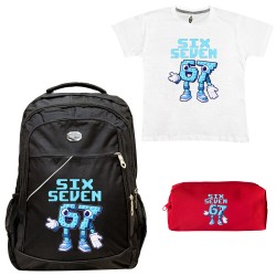 Παιδικό Σχολικό Σετ Τσάντα-Κασετίνα + Δώρο T-shirt Six Seven