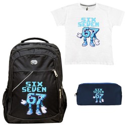 Παιδικό Σχολικό Σετ Τσάντα-Κασετίνα + Δώρο T-shirt Six Seven