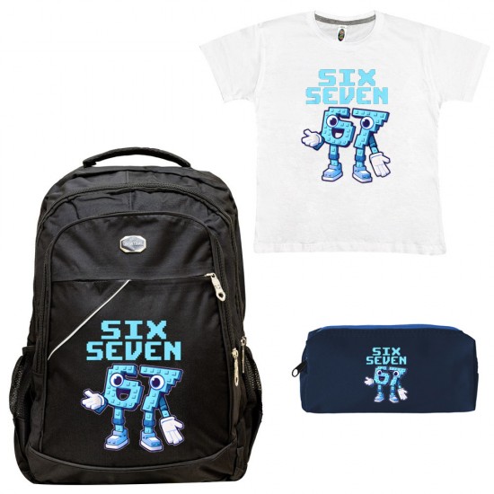Παιδικό Σχολικό Σετ Τσάντα-Κασετίνα + Δώρο T-shirt Six Seven Παιδικό Σχολικό Σετ Τσάντα-Κασετίνα + Δώρο T-shirt Six Seven