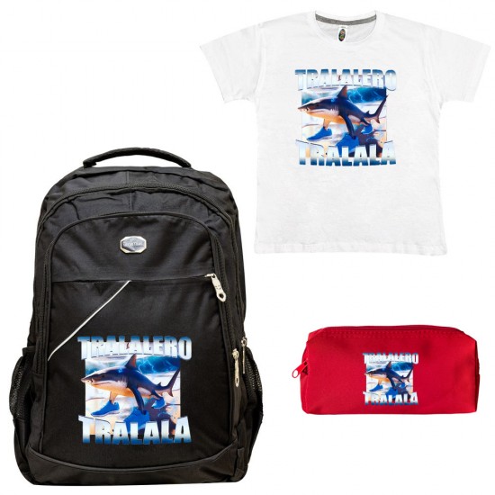 Παιδικό Σχολικό Σετ Τσάντα-Κασετίνα + Δώρο T-shirt Tralalero