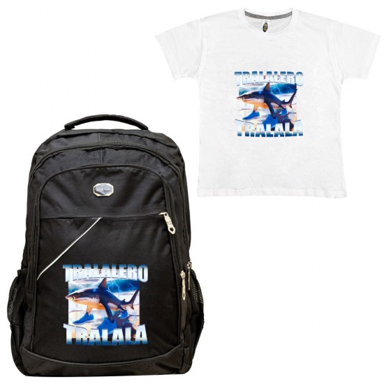 Παιδικη Σχολικη Τσαντα Tralalero + Δωρο T-shirt Παιδικη Σχολικη Τσαντα Tralalero + Δωρο T-shirt