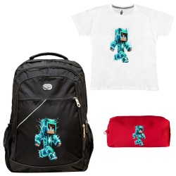 Παιδικό Σχολικό Σετ Τσάντα-Κασετίνα + Δώρο T-shirt Mine