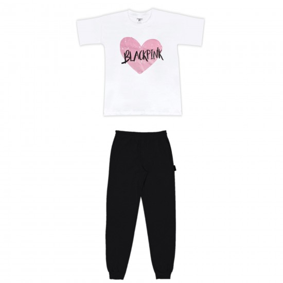 Παιδικο Σετ Κοντομανικο Με Φορμα Black Pink