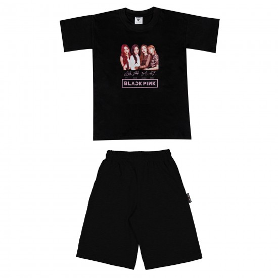 Παιδικο Σετ Κοντομανικο Με Βερμουδα Black Pink