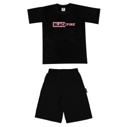 Παιδικο Σετ Κοντομανικο Με Βερμουδα Black Pink Παιδικο Σετ Κοντομανικο Με Βερμουδα Black Pink