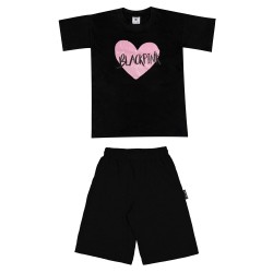 Παιδικο Σετ Κοντομανικο Με Βερμουδα Black Pink Παιδικο Σετ Κοντομανικο Με Βερμουδα Black Pink