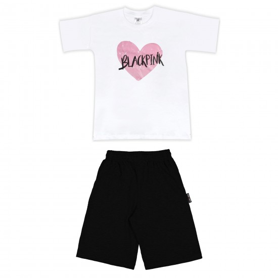 Παιδικο Σετ Κοντομανικο Με Βερμουδα Black Pink Παιδικο Σετ Κοντομανικο Με Βερμουδα Black Pink