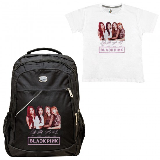 Παιδικη Σχολικη Τσαντα Black Pink + Δωρο T-shirt