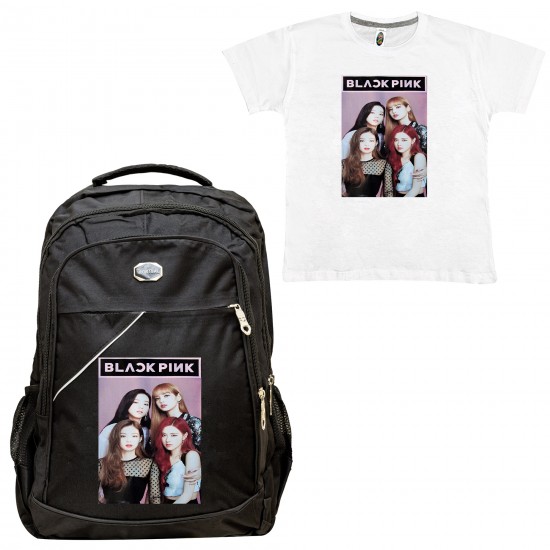 Παιδικη Σχολικη Τσαντα Black Pink + Δωρο T-shirt