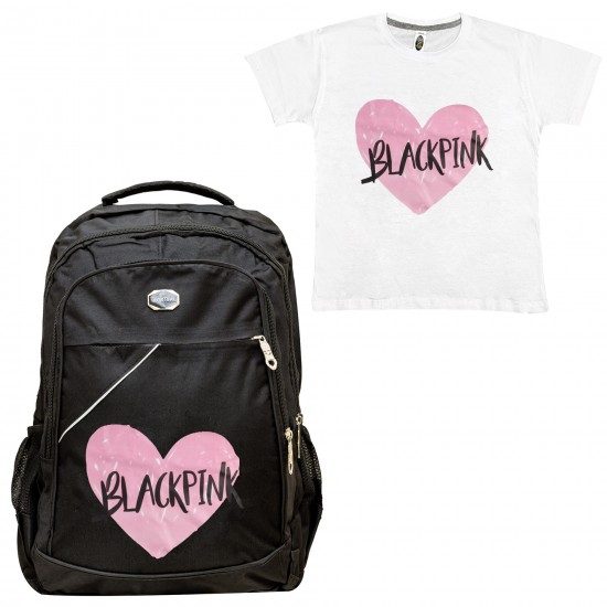 Παιδικη Σχολικη Τσαντα Black Pink + Δωρο T-shirt