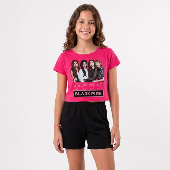Σετ Κοντομανικο Μπλουζακι Με Βερμουδακι Black Pink Σετ Κοντομανικο Μπλουζακι Με Βερμουδακι Black Pink
