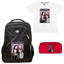 Παιδικό Σχολικό Σετ Τσάντα-Κασετίνα + Δώρο T-shirt Black Pink Παιδικό Σχολικό Σετ Τσάντα-Κασετίνα + Δώρο T-shirt Black Pink
