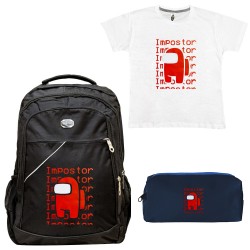 Παιδικό Σχολικό Σετ Τσάντα-Κασετίνα + Δώρο T-shirt Among us Παιδικό Σχολικό Σετ Τσάντα-Κασετίνα + Δώρο T-shirt Among us